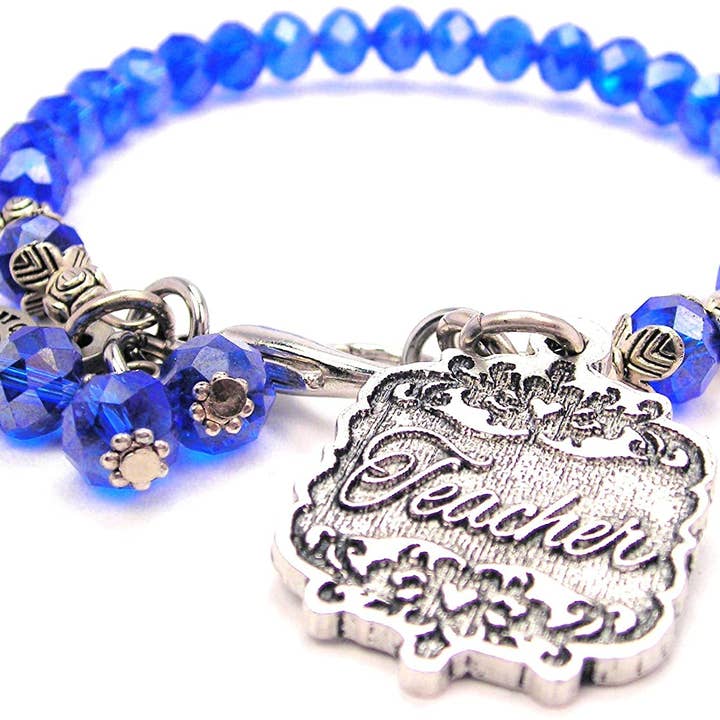 Teacher Victorian style scroll Crystal Splash Bracelet for wholesale by Chubby Chico Charms