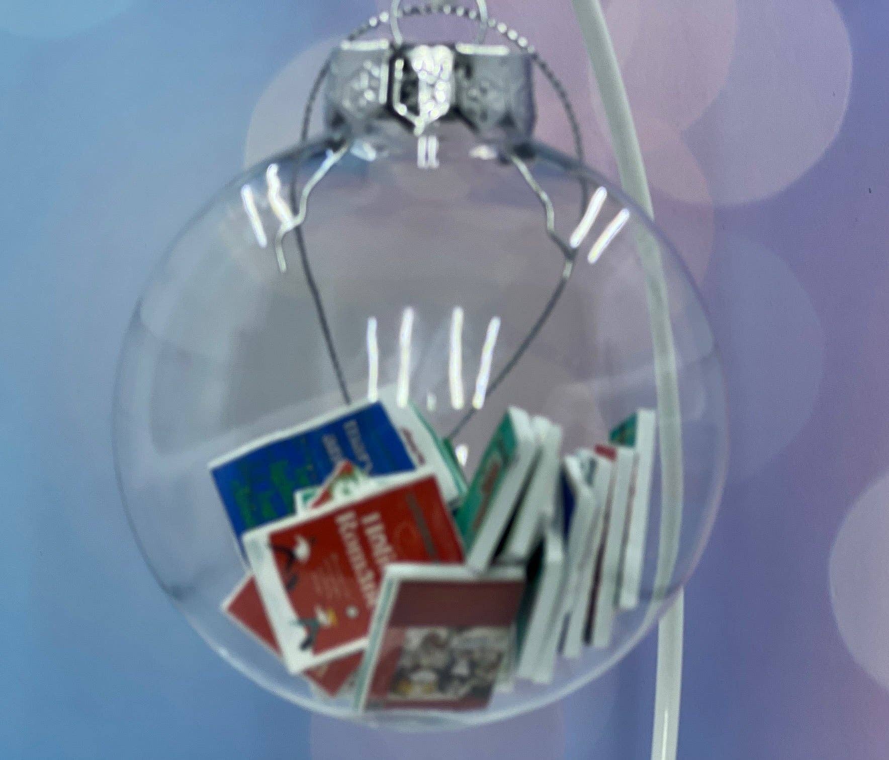 Nans Tees - Wholesale Ornament - Miniature Books Holiday Ornament | 20 Christmas-Themed Titles | 3.15" Transparent Flat Ornament with Bookish Gift Box5