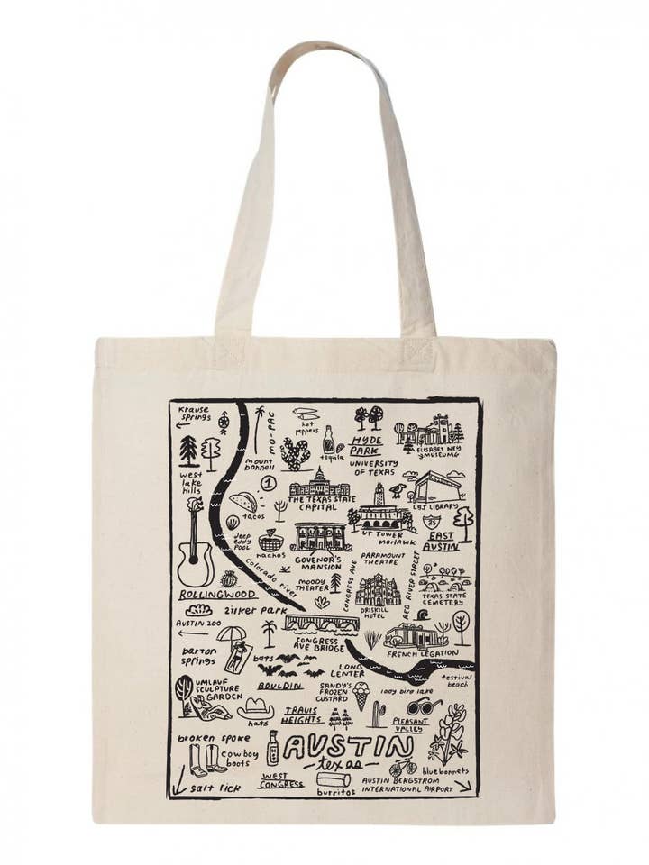 Austin Map Tote for wholesale by People I've Loved