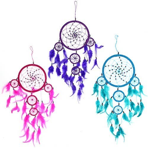 Bali Dreamcatchers - Large Round - Turq/Pink/Purp for wholesale by Ancient Wisdom
