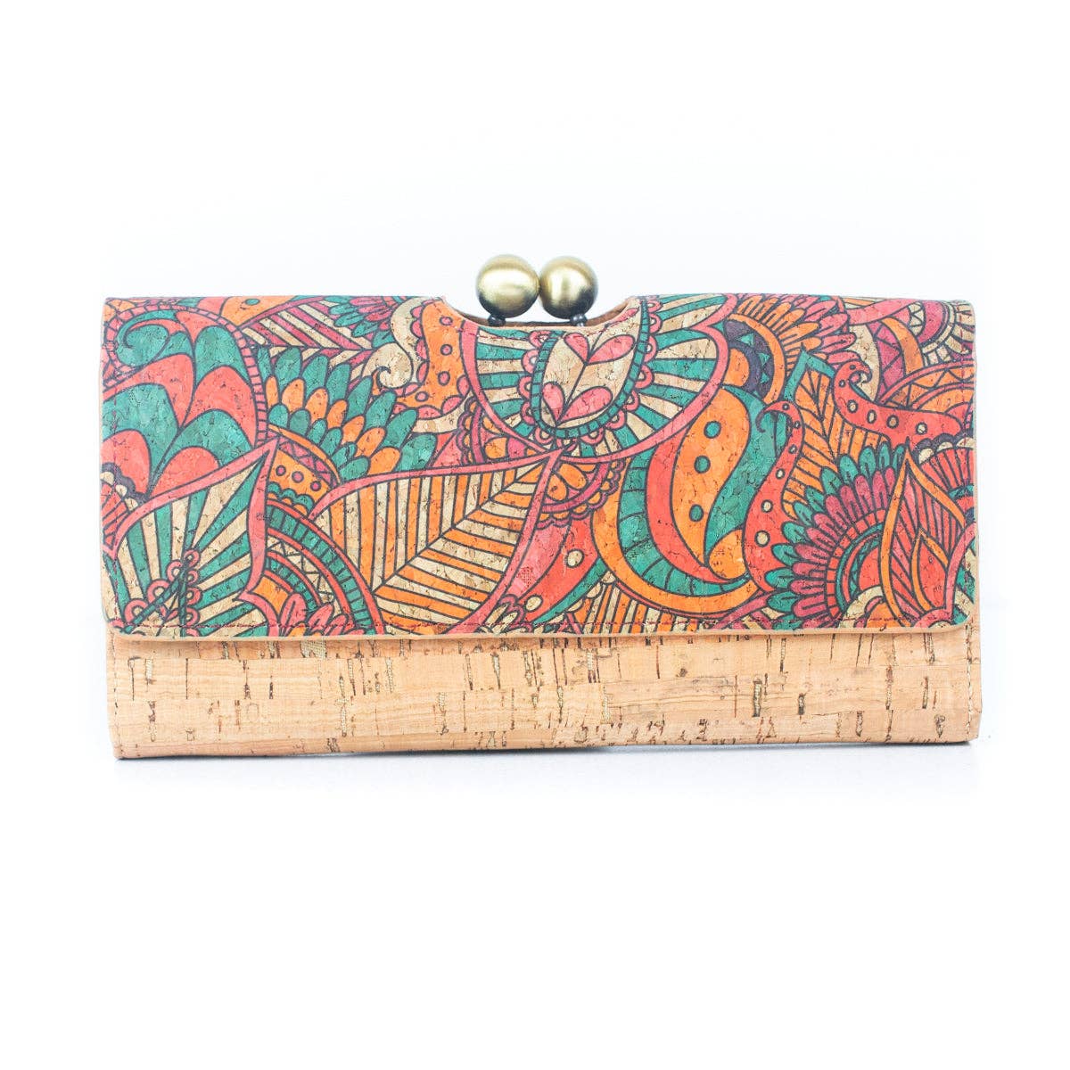 Meninas Bonitas Cork - Vente Portefeuille – femme - Portefeuille femme en liège naturel avec fermoir en laiton ancien8