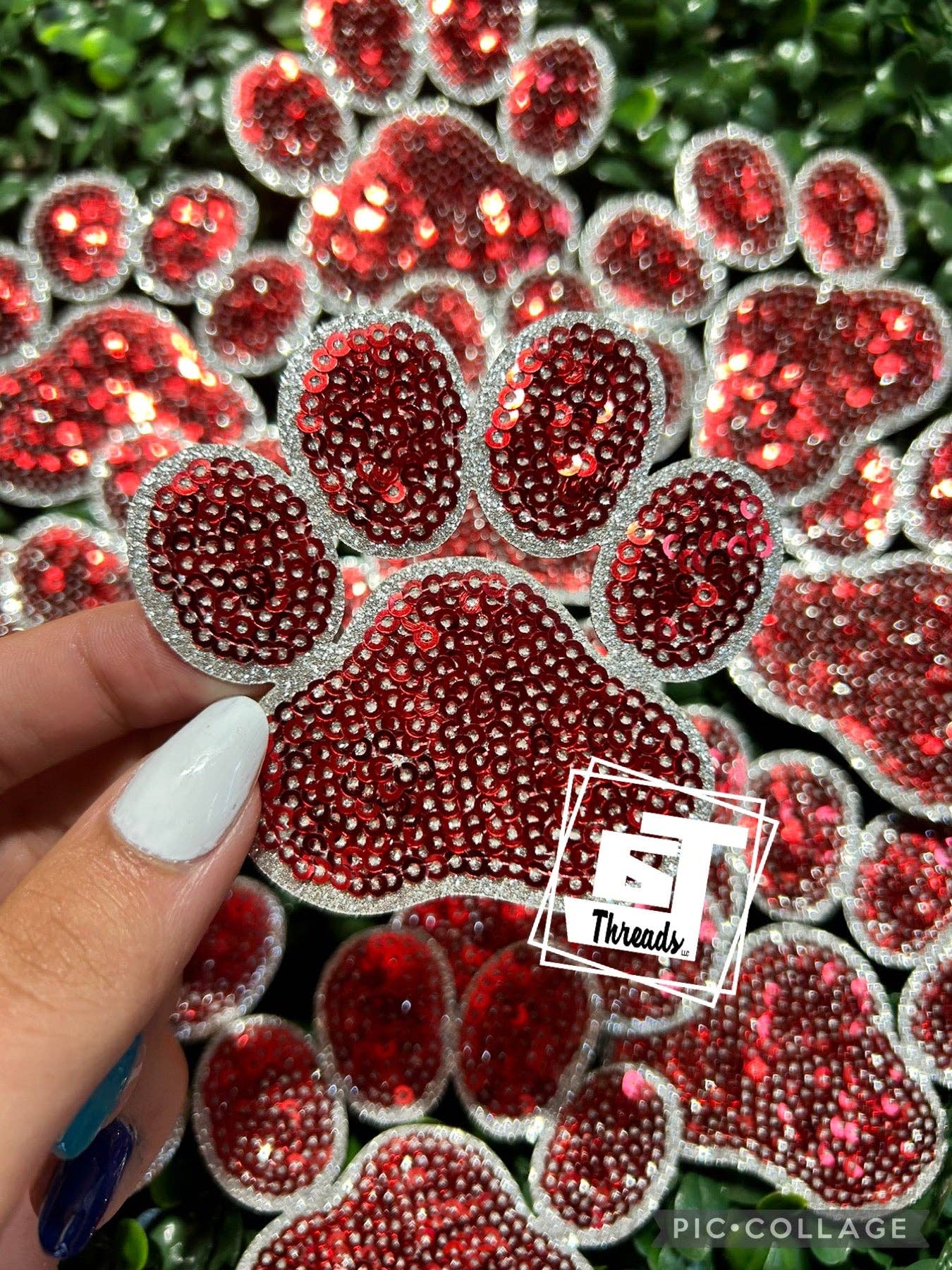 6j Threads LLC - Wholesale Patch - Sequin Paw Print Cap Patches7