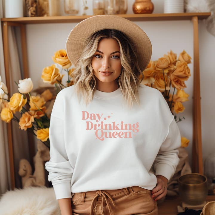 DAY DRINKING QUEEN for wholesale by Rustic Radiance