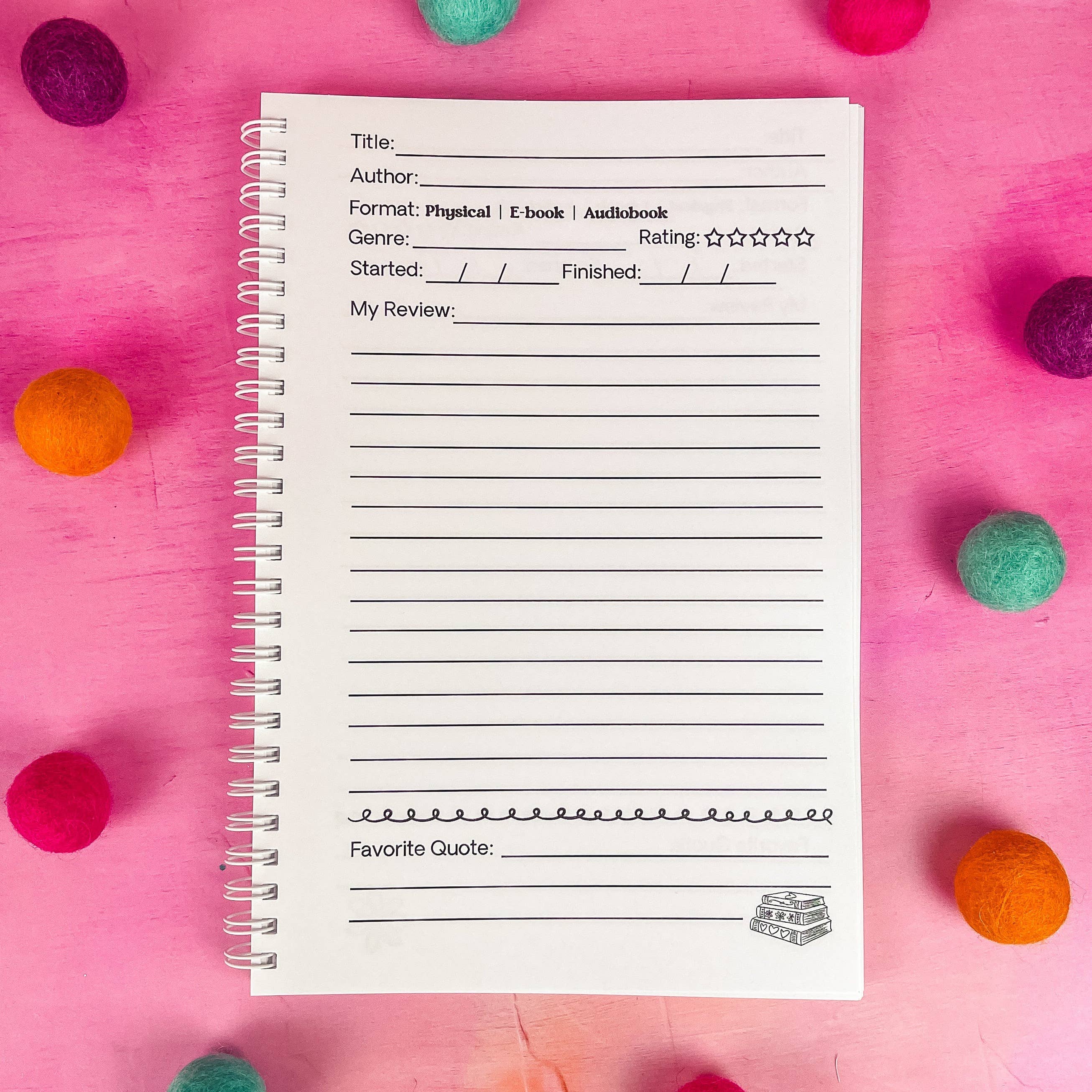 Emily Cromwell Designs - Wholesale Journal/Diary - Pink Floral Book Review Journal3