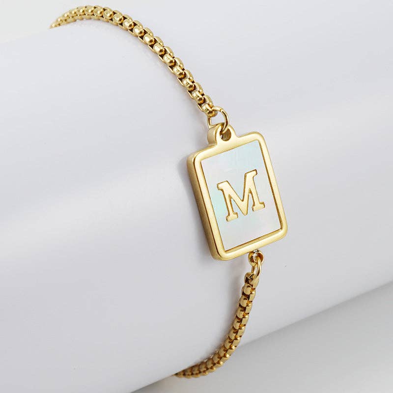 Mio Queena - Wholesale Charm/Dangle Bracelet - Gold-plated Shell Stainless Steel Initial Bracelets12