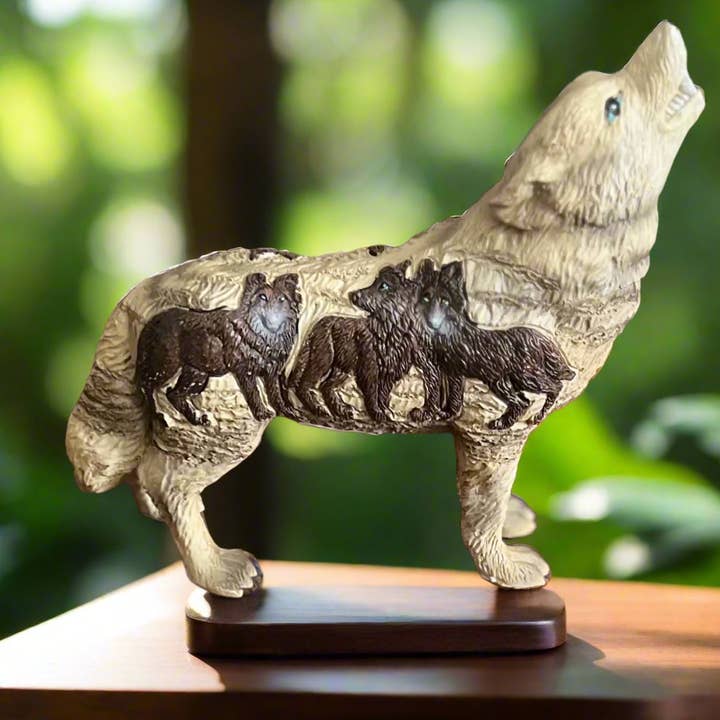 Spirit Wolf Statue 6.5 Inch - Multi for wholesale by Cedar Hill Country Market