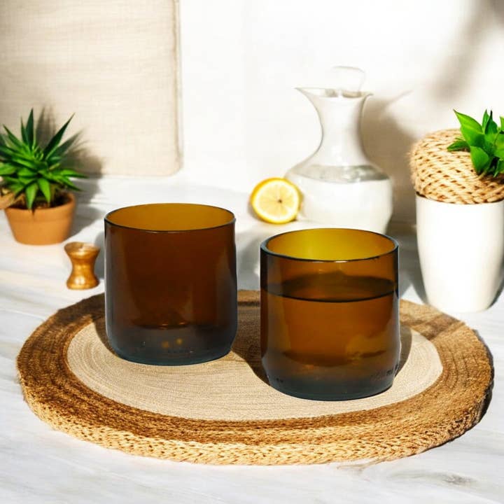 Mosa – wholesale Drinking glass/cup – Amber Wine Bottle Drinking Glasses10