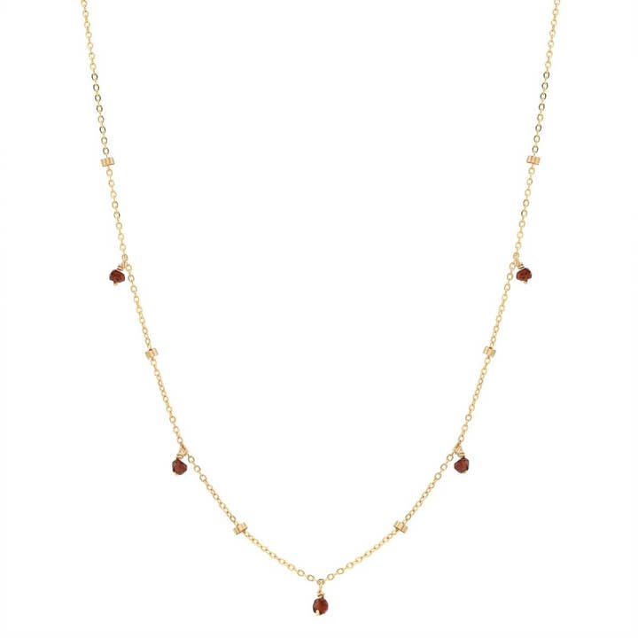 Collier goutte en perles de grenat minuscule pour la vente par Ofina Jewelry