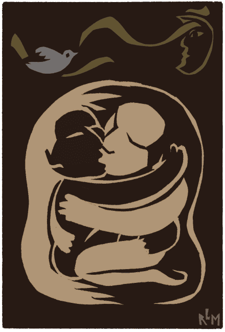 Ricardo Levins Morales Art Studio - Vente Carte de vœux classique - L'Étreinte0