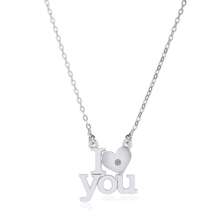 Anhänger aus natürlichem Diamant mit der Aufschrift „I Love You“ an der Halskette für den Großhandel von Vanbelle