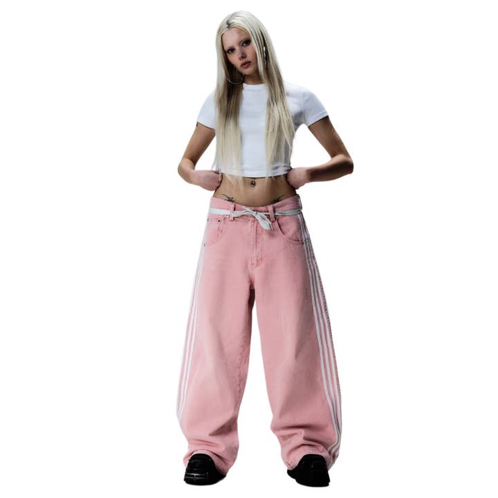 Tourtiwi - Wholesale Pants - Unisex - Loose side drawstring wide leg long pants for men and women5