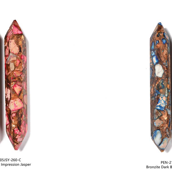 CRCBEADS - Wholesale Spiritual Stone/Crystal - Bronzite Impression Jasper Double Terminated Point Size 4'' Sold by Piece3