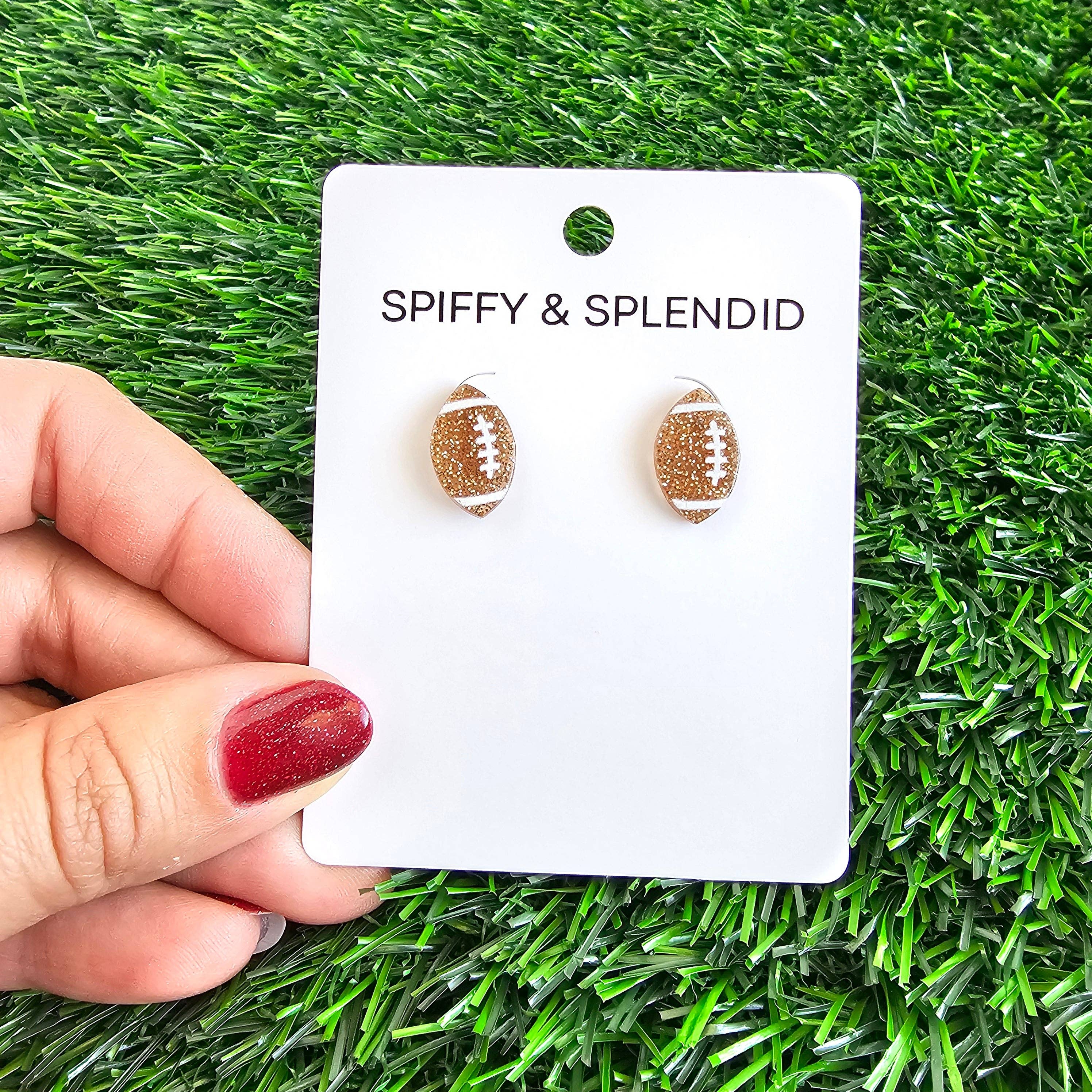 Spiffy & Splendid - Vendita all'ingrosso Orecchini a bottone - Orecchini a Perno con Glitter a Forma di Pallone da Calcio // Giorno della Partita, Gioielli, Orecchini10