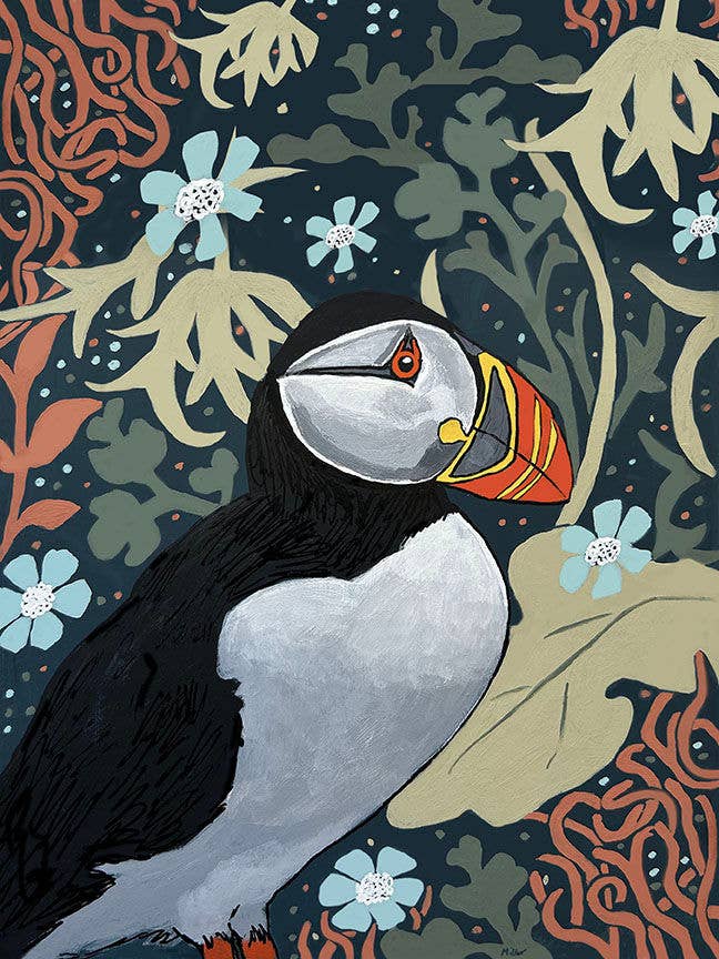 Stampa giclée Puffin per la vendita all'ingrosso da parte di Between the Woods and Sea