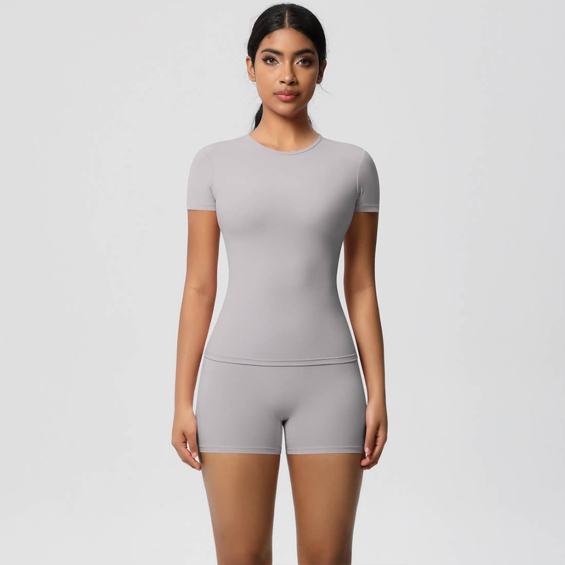 Sodalemon – wholesale Activewear set – Women′s – Women Yoga Set: Quick Dry Breathable Short Sleeve + Shorts14