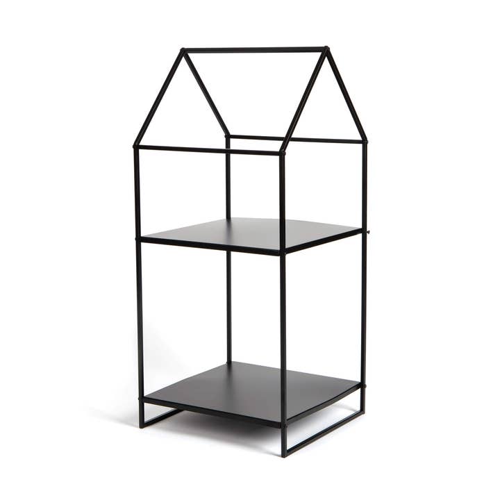 BLACK METAL HOUSE SHAPE METAL SHELF KD for wholesale by Bacon Basketware