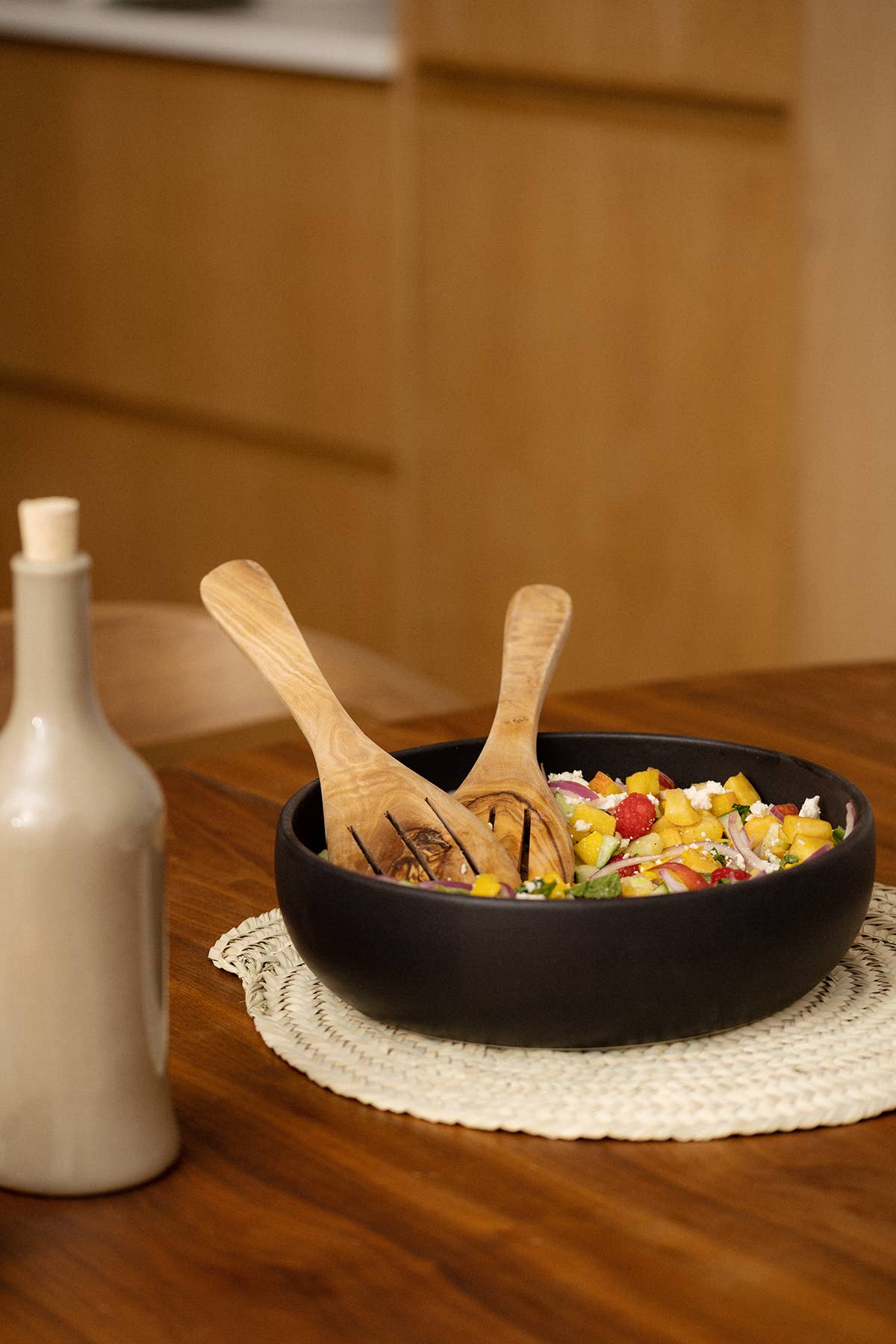 GHARYAN Stoneware & Olive Wood Tableware | Ships from USA - Wholesale Serve Bowl - Stoneware Shallow Serving Bowl | EWA 60 oz1