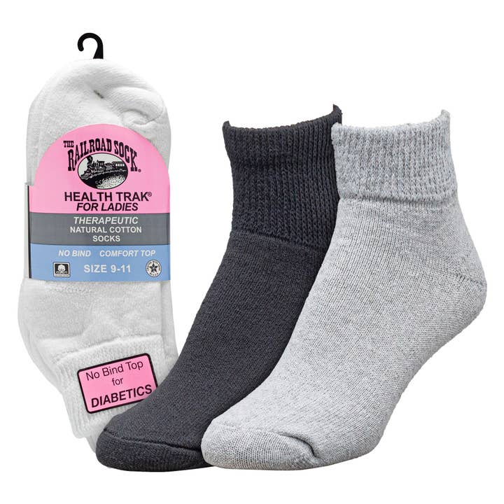 Women's Health Trak® Therapeutic Quarter Socks (3pr) for wholesale by Railroad Sock llc