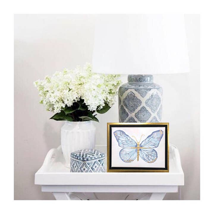 MK Decker Designs - Wholesale Art Print - Framed Mini "Classic Blue" Butterfly