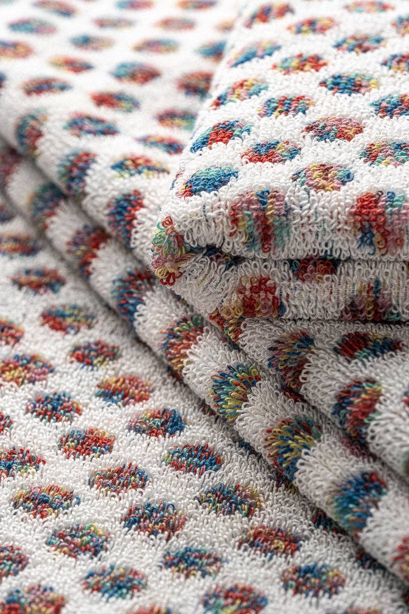 Turkish Towel Collection - Wholesale Towel Set - Watercolors - Small Dots Ivory Blue Orange Green Melange1