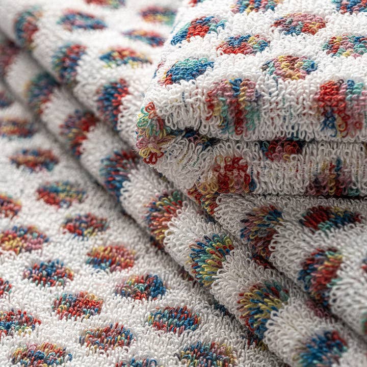 Turkish Towel Collection - Wholesale Towel Set - Watercolors - Small Dots Ivory Blue Orange Green Melange1