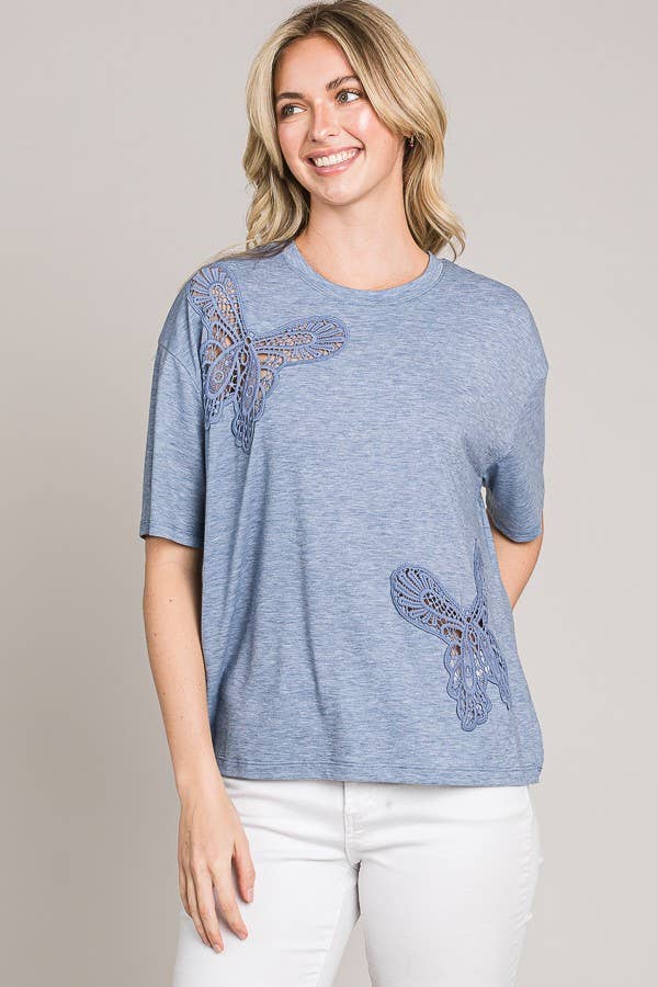 Cerule - Wholesale Gebreide top - Dames - Uitgesneden oversized gebreide top met vlinderprint14