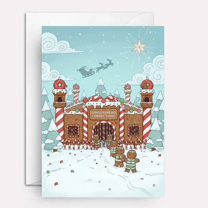Funny Christmas card for inmates - Gingerbread Corrections for wholesale by Paper Bound Greetings