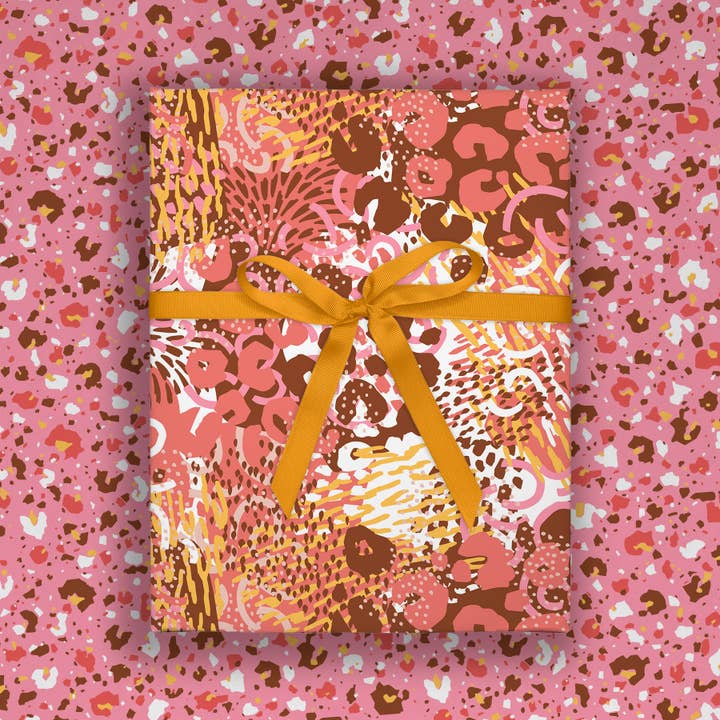 O.O.M.F. Creative - Wholesale Flat Wrap - Painted Leopard Print | Flat Gift Wrap | Double-Sided