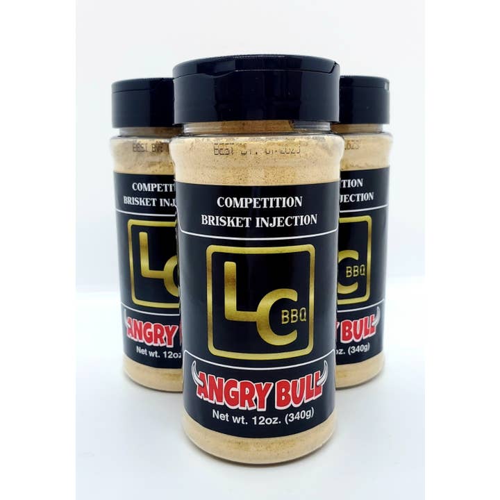 LC BBQ - Wholesale BBQ Sauce - Angry Bull - Competition Brisket Injection - 12oz shaker