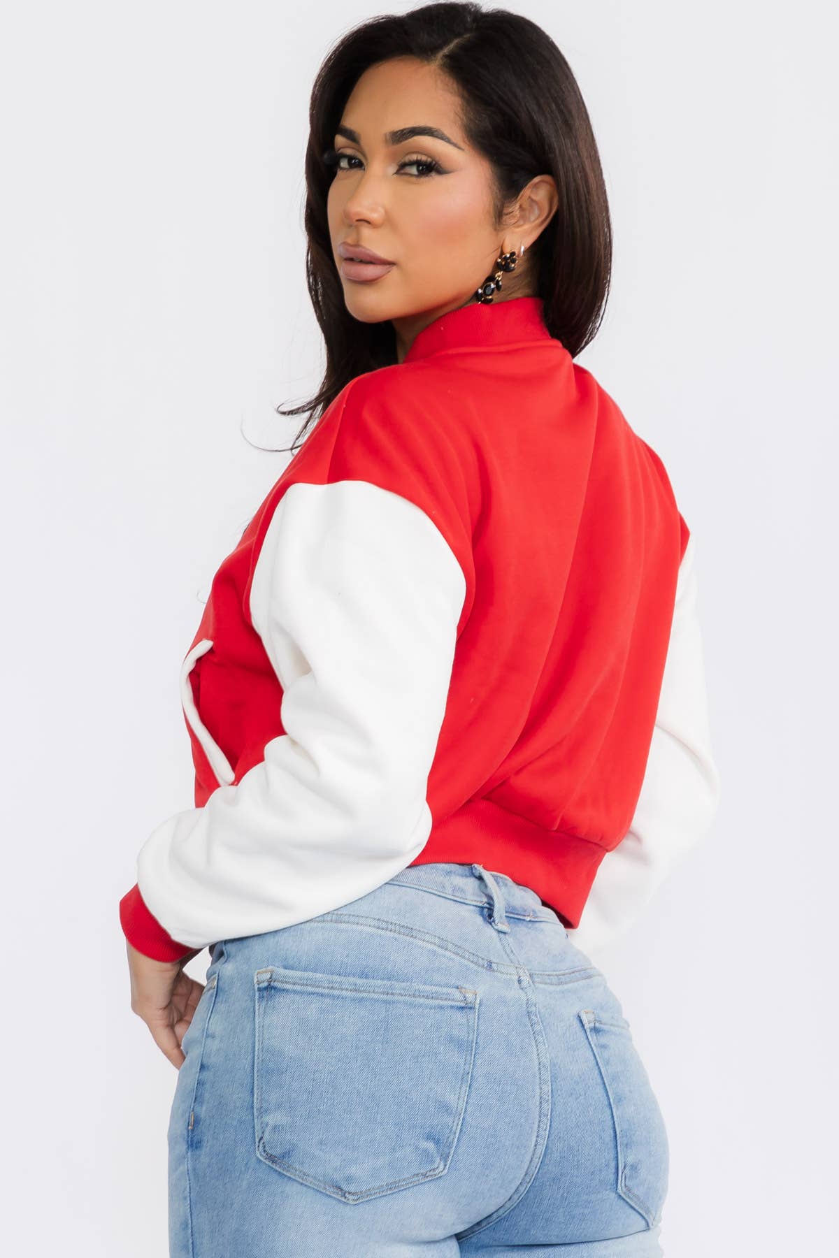 H&H Fashion Inc. - Wholesale Varsity/Baseball Jacket - Women's - 12371 - Color-Block Cropped Varsity Jacket10