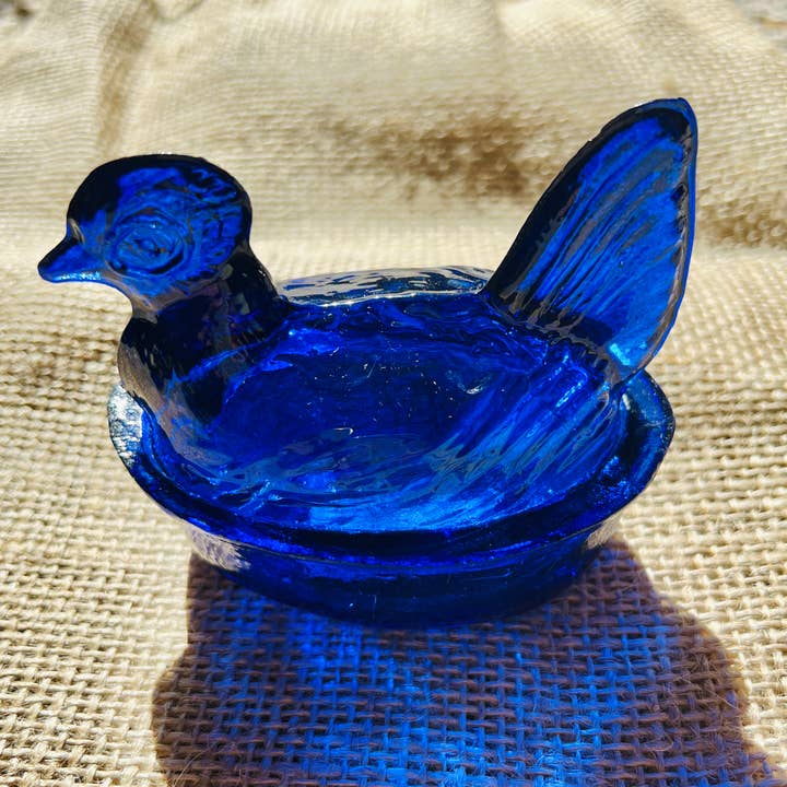 Kitchen One - Wholesale Decorative Plate/Dish/Bowl - Nesting Hen Bowl - SAPHIRE BLUE | Hand Blown Glass 2