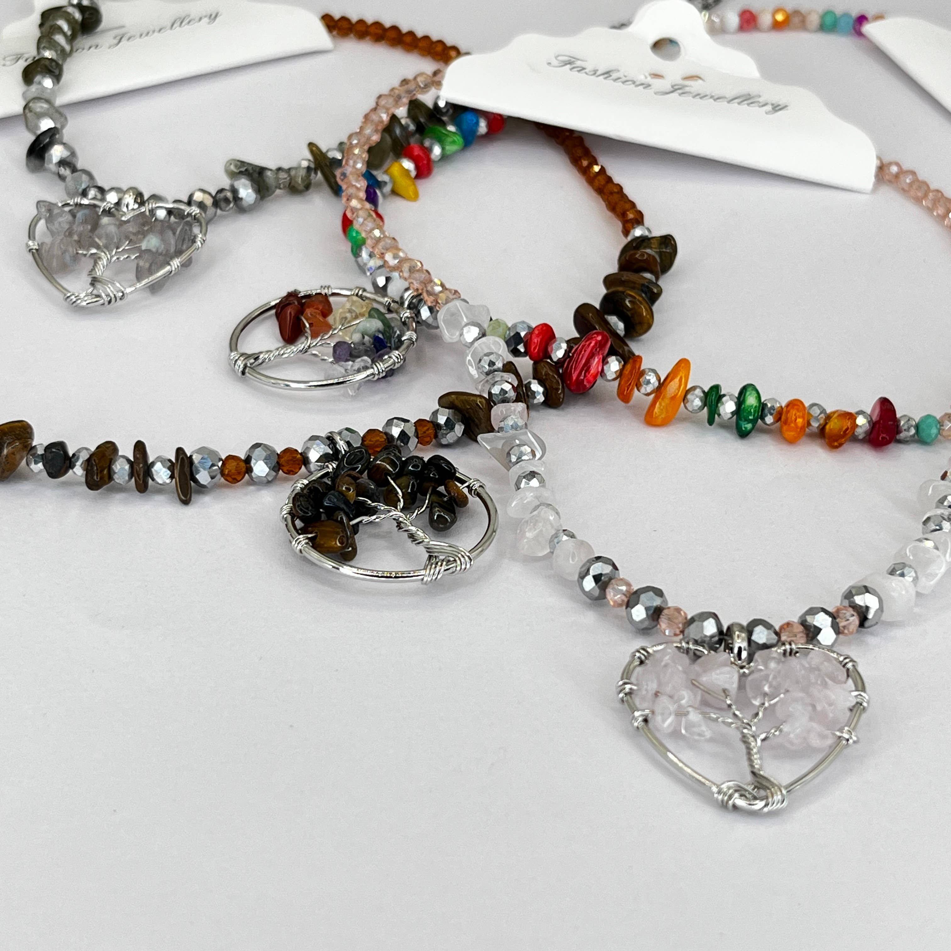 Loli - Wholesale Halskettinghanger - Groene Aventurijn Levensboom Hart Ketting - Chakra's2