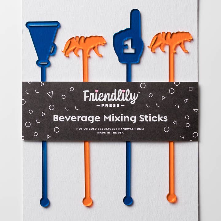 Friendlily Press - Wholesale Drink Stirrer - Blue + Orange Collection
