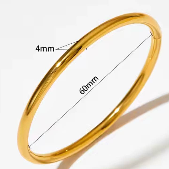 HoopLa - Wholesale Bangle Bracelet - Sofia-Hinge Bangle 14K Gold Stainless Steel Waterproof7