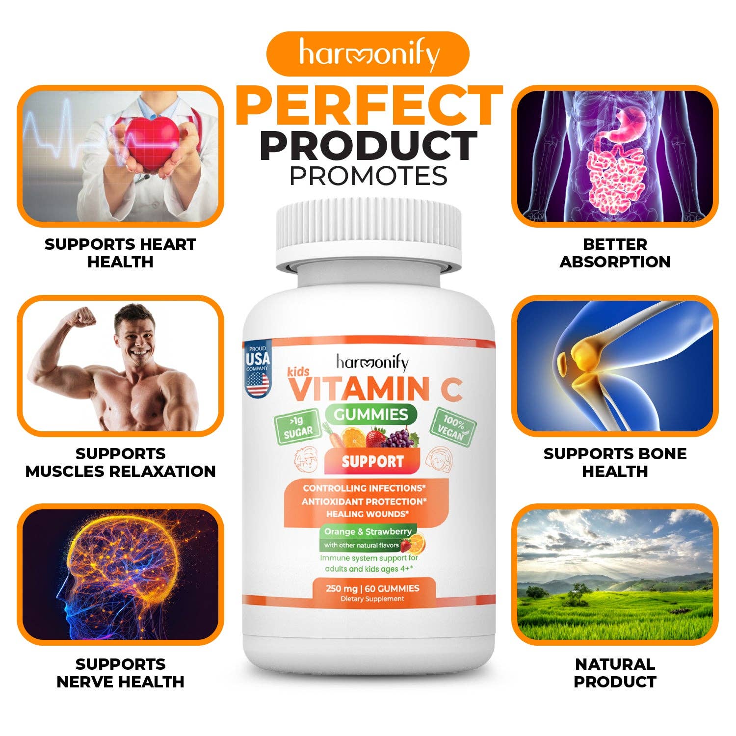 HARMONIFY – Engroshandel Kosttilskud og vitaminer – HARMONIFY Børns Immune C Daglig Gummitilskud Vitamin3