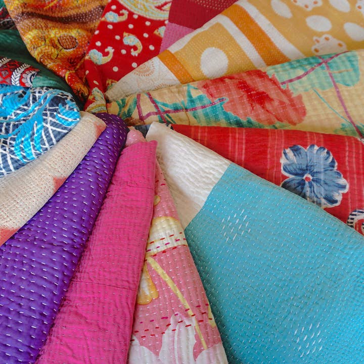 Vintage Addiction - Wholesale Quilt - One of A Kind/12PK Vintage Kantha Blanket Collection1
