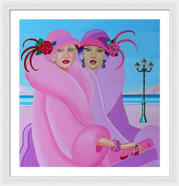 Sharon Tatem Fashion LLC - Wholesale Art Print - Palm Beach Pink Ladies - Framed Print29