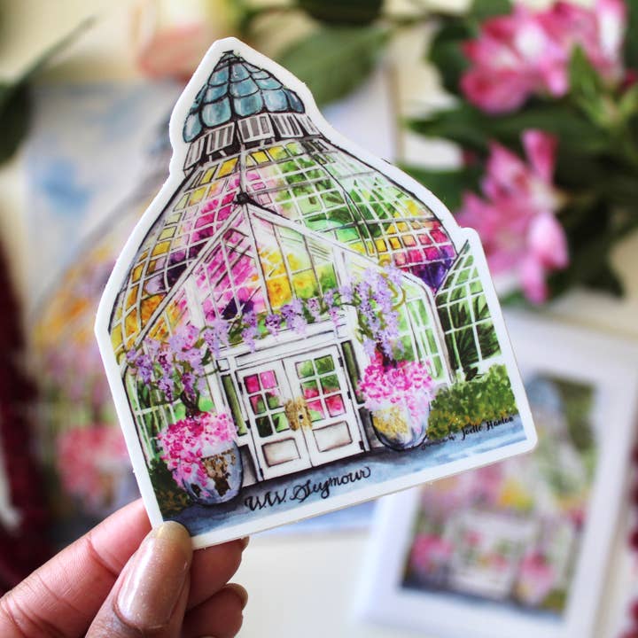 Joelle Hanton Art - Wholesale Sticker - Vinyl Sticker - Greenhouse Conservatory Watercolor Design2