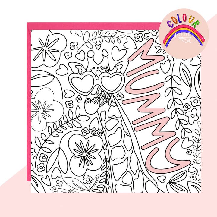 Colour + Send 'Mummy' Giraffe Card for wholesale by Lottie Simpson