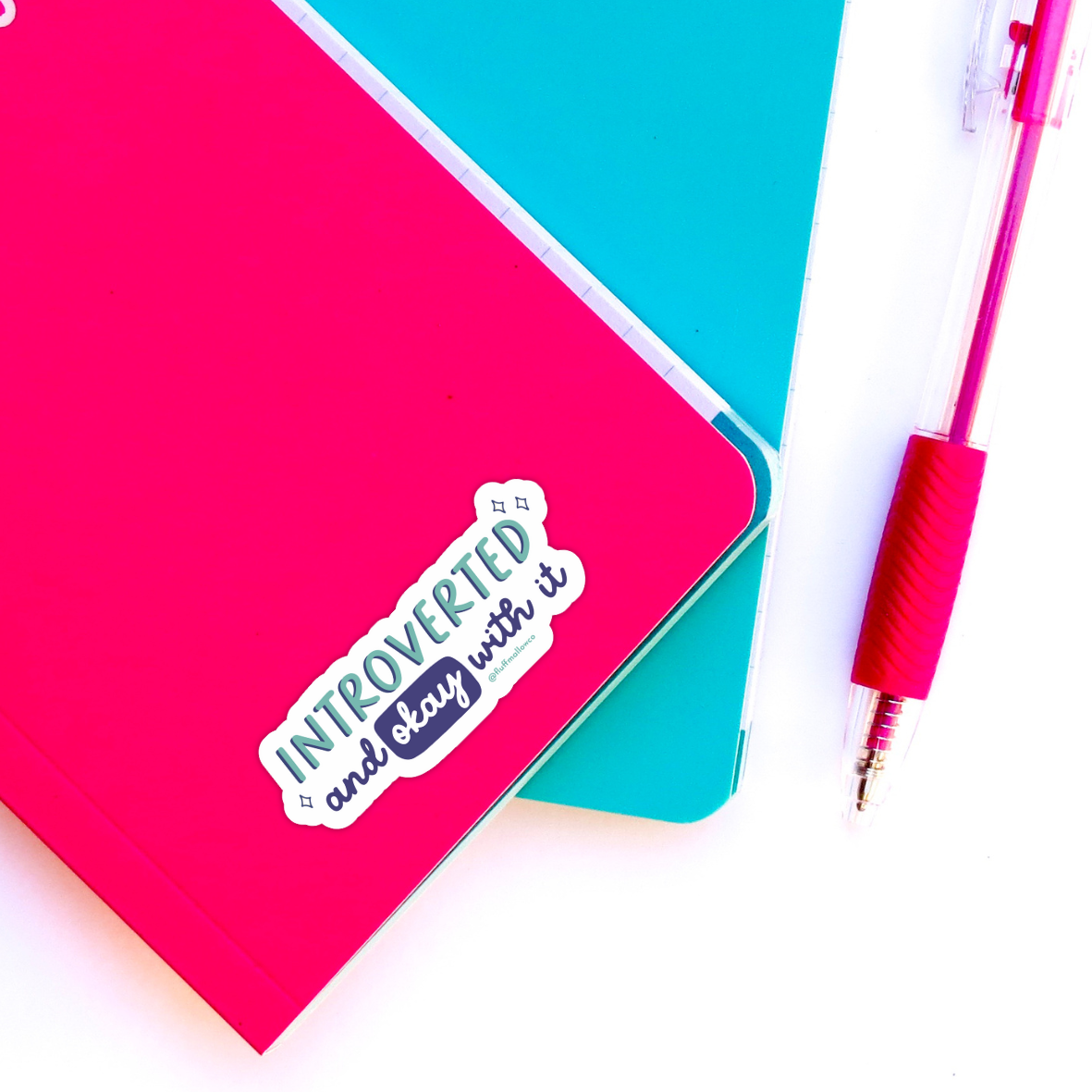 Fluffmallow (Custom duties for USA are pre-paid by us) – wholesale Sticker – Introverted & Okay With It Vinyl Sticker2