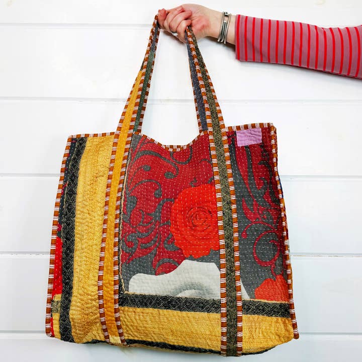 Folklore Couture - Wholesale Tote Bag - Women's - Kantha Tote Bags | Handmade Quilted Cotton Totes4