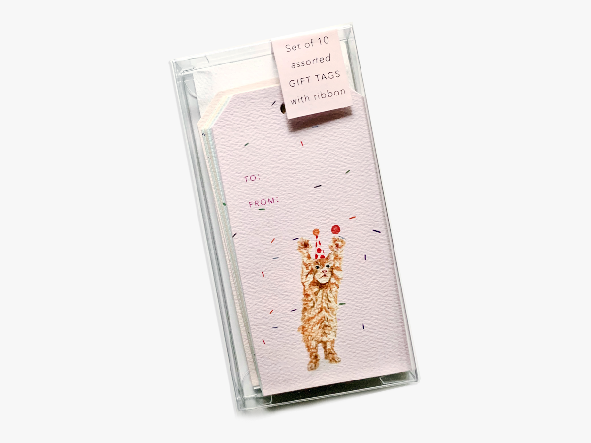 The Scribblist – wholesale Presentetikett – Party katter födelsedag Presentetiketter med band2