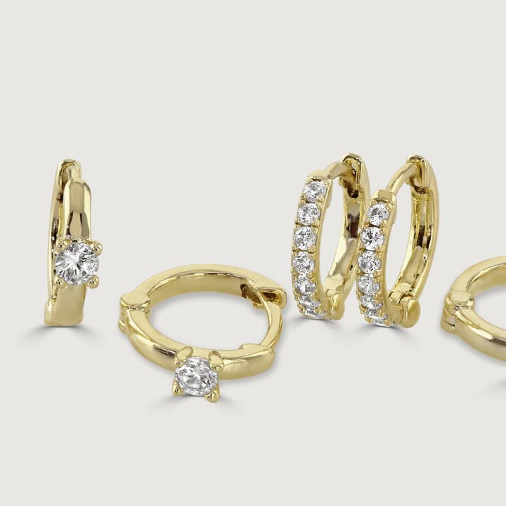 Set of 3 Crystal Huggie Earrings for wholesale by Buckley London