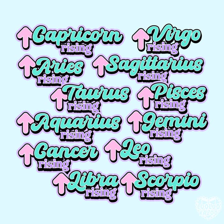 Zodiac Rising Sign, Sun Moon Rising, Astrology Stickers for wholesale by LooLooKazoo