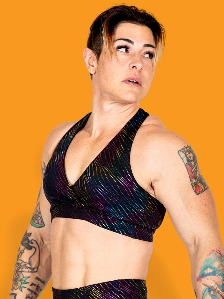 Soutien-gorge Rainbow Foil Disco Empire Next Level pour la vente par GRRRL