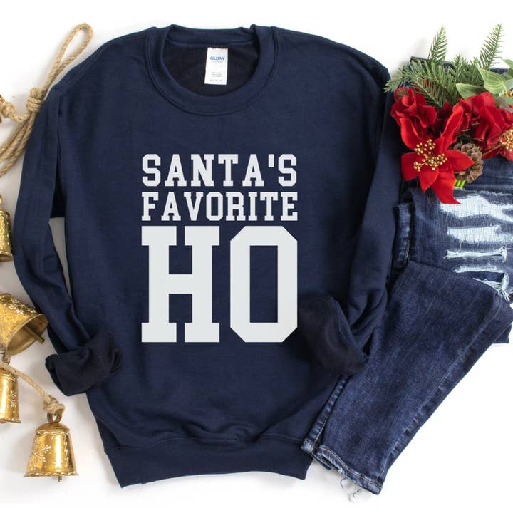 Trendy Chic Apparel LLC - Vente Sweat-shirt à imprimés – femme - Sweat-shirts et T-shirts Ho préférés du Père Noël2