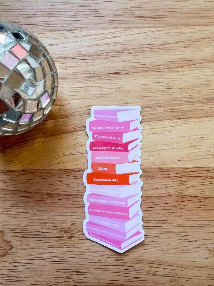 Banned Book Stack Sticker for wholesale by Palm Creative
