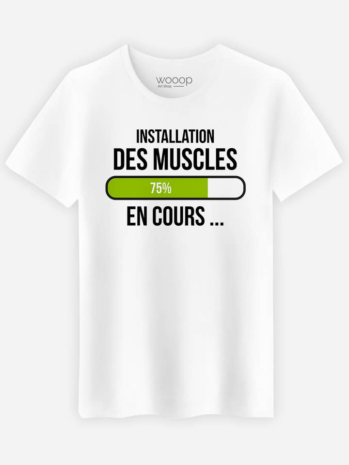 Muscle Building mäns vit T-shirt för wholesale av Wooop