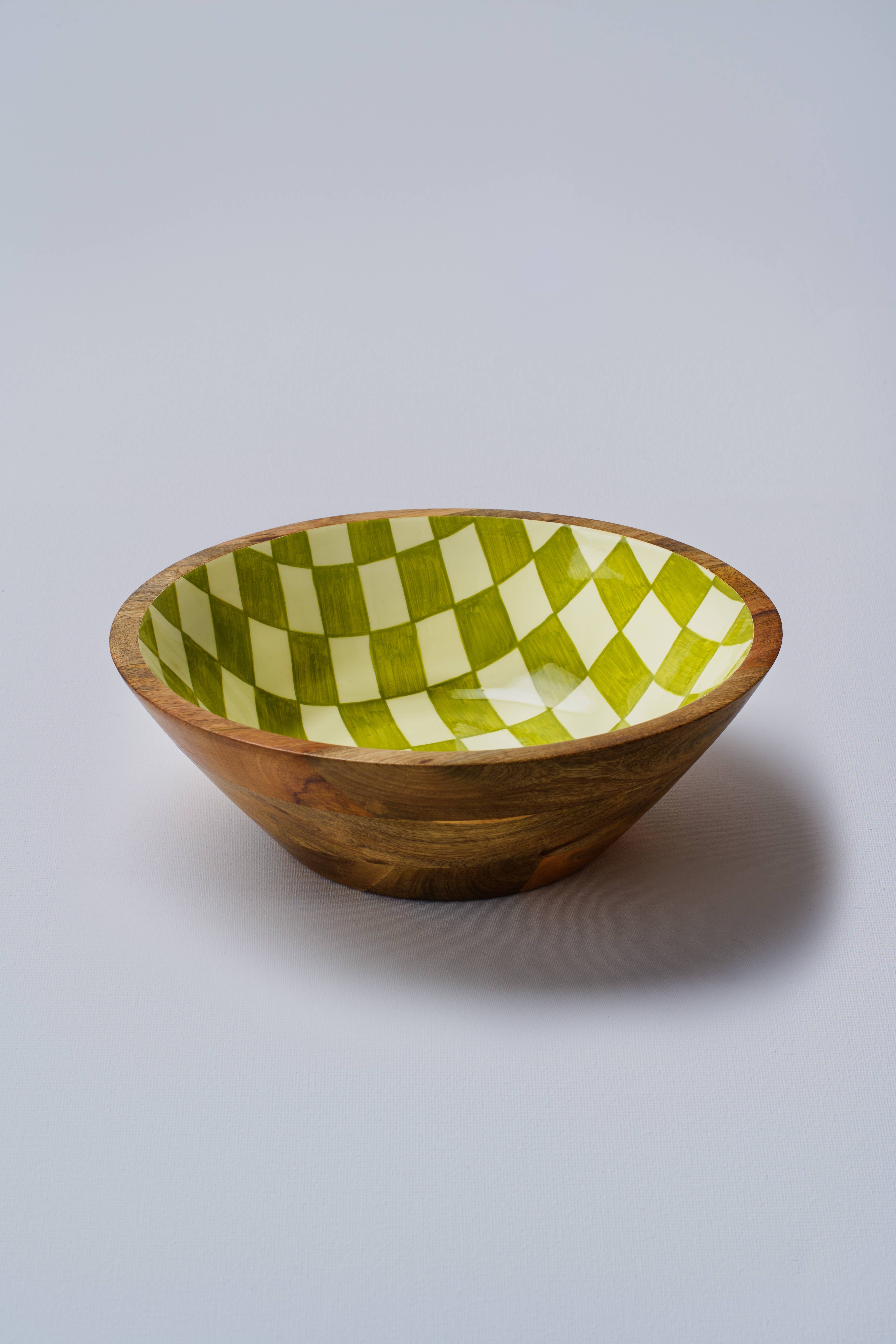 Atolia Designs – wholesale Bowl – Green Chequered Handpainted Large Salad Bowl5