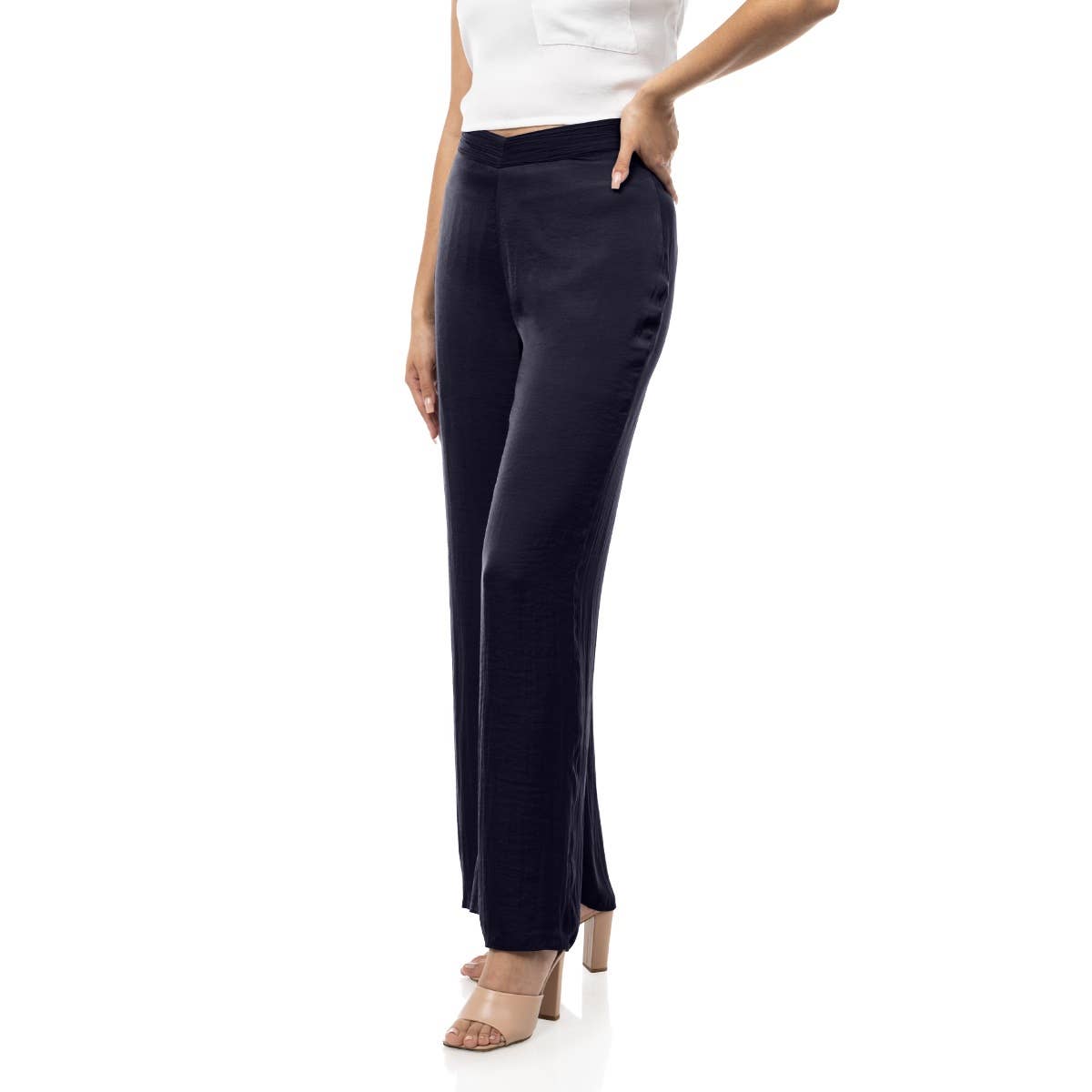 Naked Zebra Rack - Wholesale Pants - Women's - Ruched Waist Satin Pants1